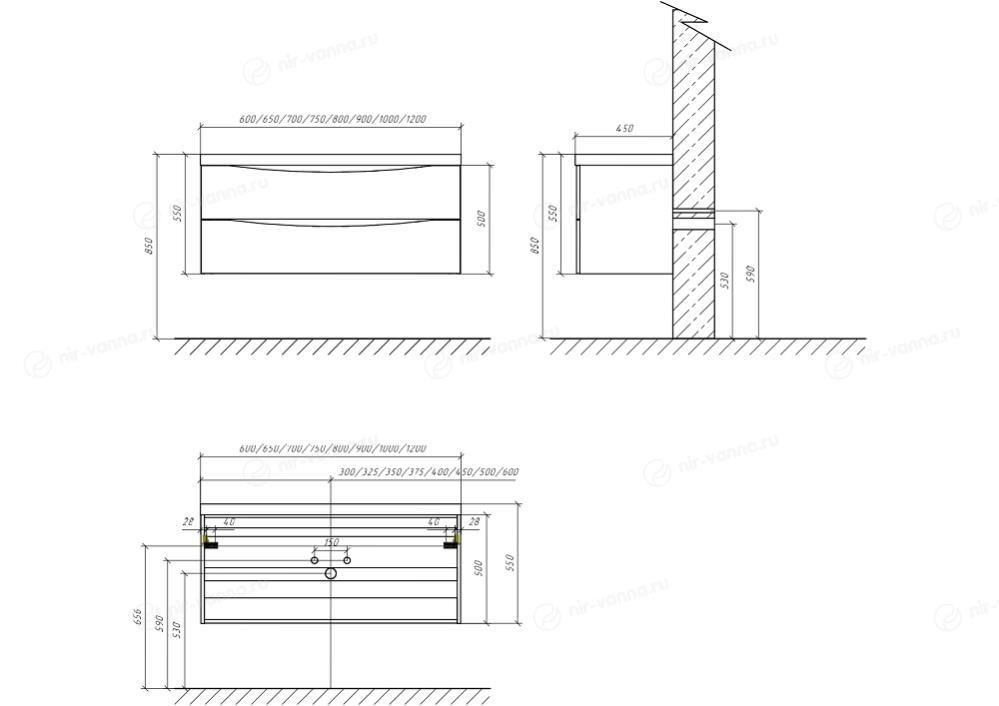 Тумба с раковиной belbagno marino 100 bianco opaco