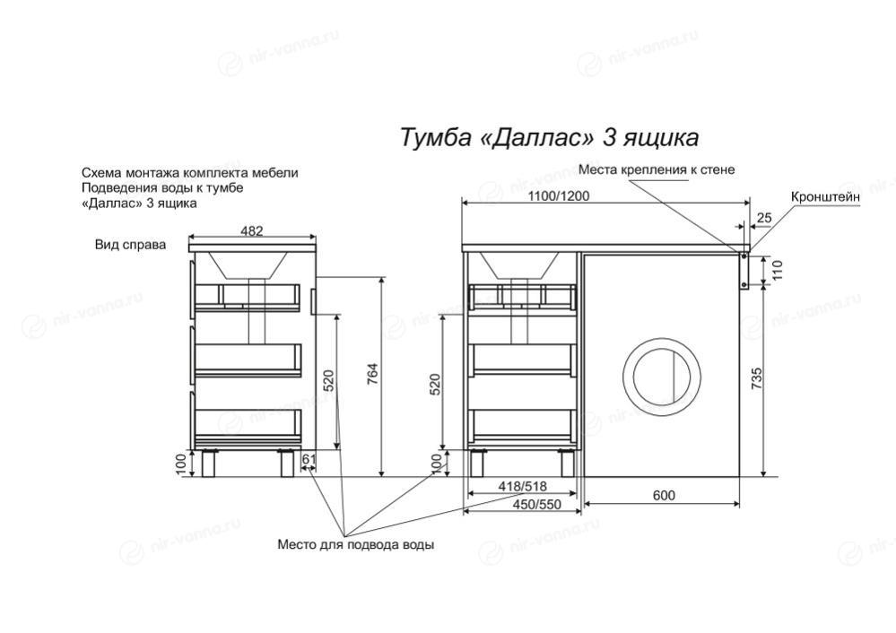 Эстет даллас 110 тумба с раковиной