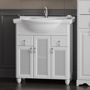 Тумба с раковиной Opadiris Тибет 70 белая (фасад решетка)