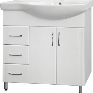 Тумба с раковиной Style Line Эко Стандарт №25 82 белая, левая