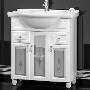 Тумба с раковиной Opadiris Тибет 70 белая (фасад с художественным стеклом)