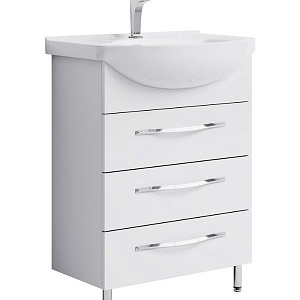 Тумба с раковиной Aqwella Аллегро 65 с 3-мя ящиками белая