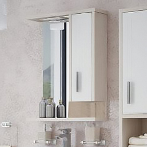 Зеркало-шкаф Corozo Оникс 65С белый/светлое дерево