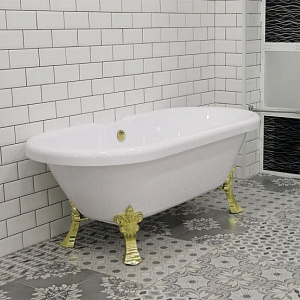 Акриловая ванна Fra Grande Леонесса 175*80 (золото, ножки лилия) перламутр