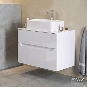 Тумба с раковиной Alavann Stella 80 с каменной столешницей белая