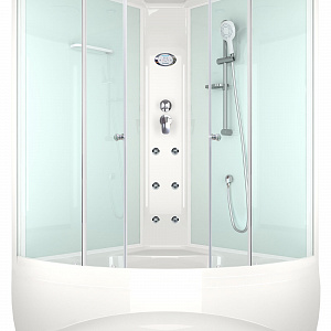 Душевая кабина DOMANI-Spa Vitality high,кнопочный блок управления, высокий поддон, белые стенки, размер 120*120*219см,