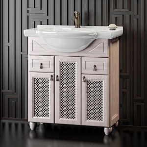 Тумба с раковиной Opadiris Тибет 70 беленый бук (фасад решетка)