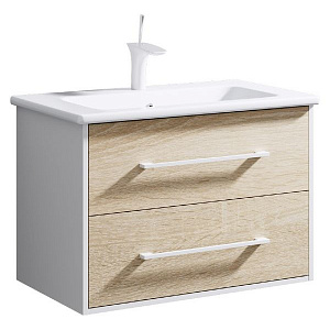 Тумба с раковиной Aqwella 5 stars Miami 80 белая/дуб сонома